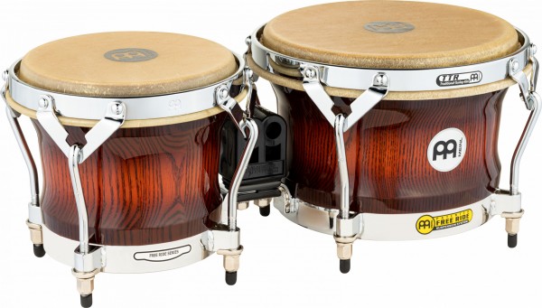 MEINL Percussion Woodcraft Series Wood Bongo 7" MACHO & 9" HEMBRA - Antique Mahogany Burst/Chrome HW (WB500AMB)
