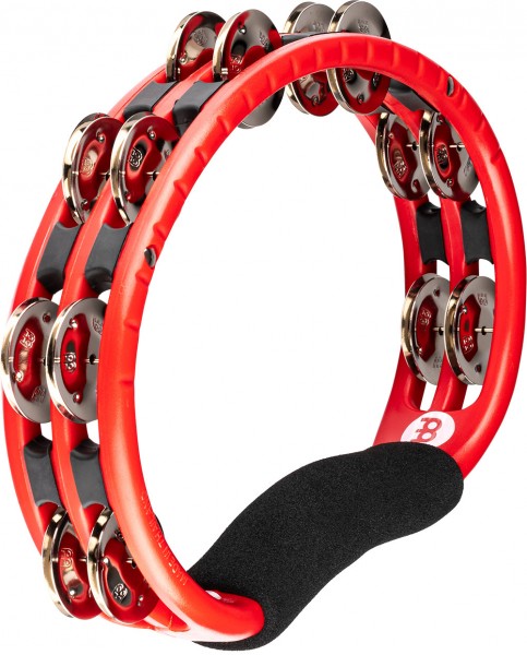 MEINL Percussion Traditional ABS Series Hand Held Molded ABS Tambourine - Red/Nickel-Plated Jingles (TMT1R)