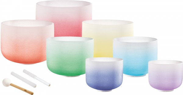 Meinl Sonic Energy 7-piece Crystal Singing Bowl Chakra Set, color-frosted, B4, A4, G4, F4, E4, D4, C4, 440 Hz (CSBCSETCHA)