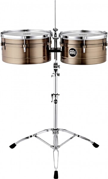 MEINL Percussion Artist Series Timbales Amadito Valdes - 14" + 15" Antique Bronze + Stand/Cowbellholder (AV1ABR)