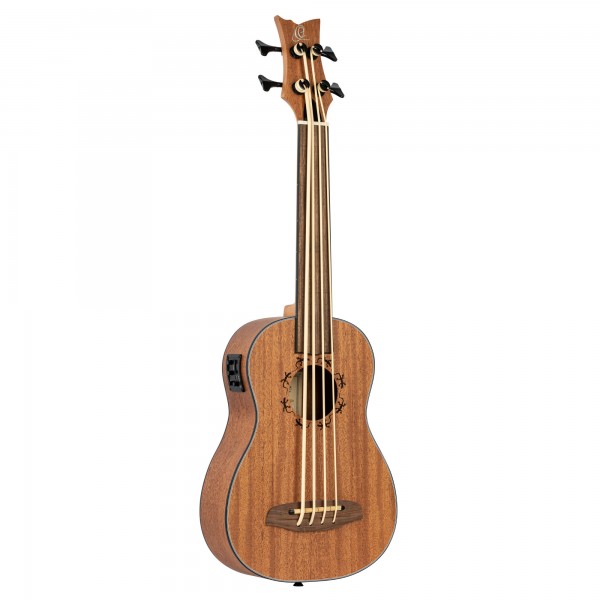 ORTEGA Lizard Series Short Scale Fretless Uke Bass 4 String - Mahogany Natural + Bag (LIZZY-BSFL-GB)