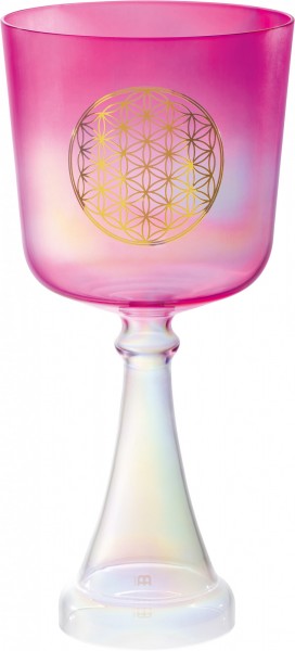 MEINL Sonic Energy Crystal Singing Chalice, 6"/15 cm, Note F4, Pink, Heart Chakra, Flower of Life (CSC6FPFOL)