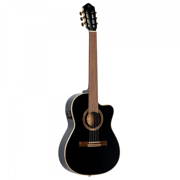 ORTEGA Performer Series Classical Guitar 4/4 Slim Neck / Thinline Body - black + bag (RCE138-T4BK)