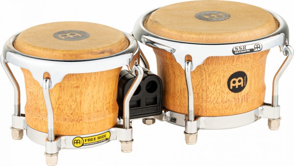 MEINL Percussion Free Ride Mini Wood Bongo - Super Natural 3 1/2" MACHO & 4 1/4" HEMBRA (FWB100SNT-M)