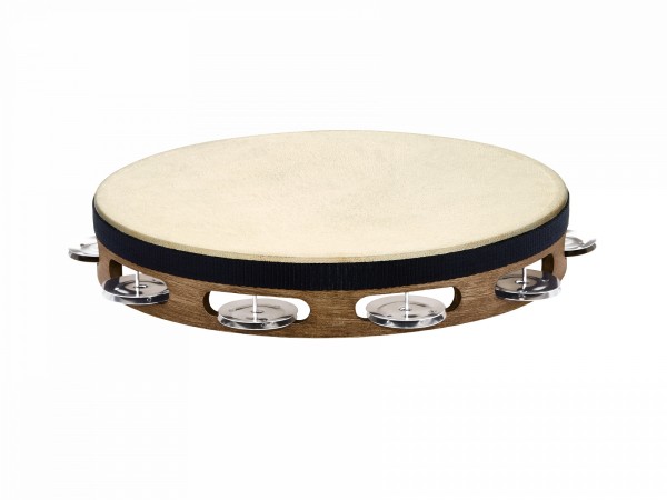 MEINL Percussion Traditional Headed Wood Tambourine - 1 row, walnut brown (TAH1WB)