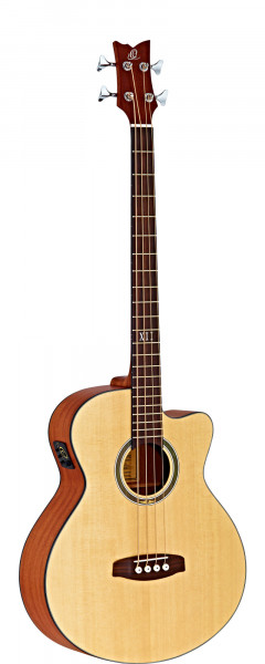 ORTEGA Deep Series 5 Medium Scale Acoustic Bass 4 String - Solid Spruce / Sapele Natural (D538-4)