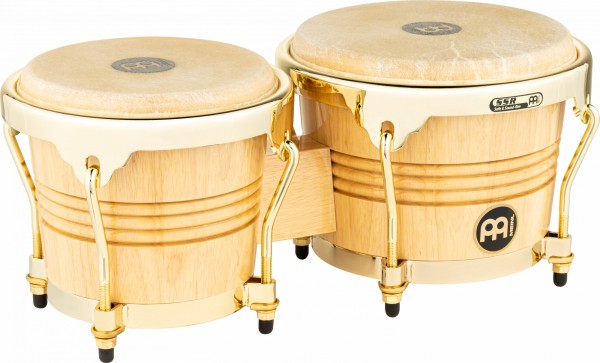 MEINL Percussion Wood Bongo - Natural, Gold Tone Hardware (WB200NT-G)