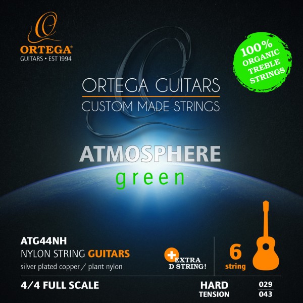 ORTEGA Atmosphere Green Series Nylon String Set - Hard Tension (ATG44NH)