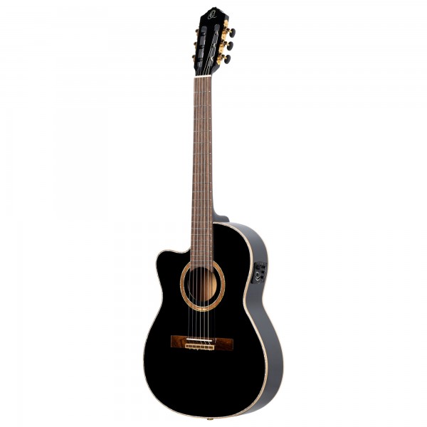 ORTEGA Performer Series 4/4 Thinline Classical Guitar 6-String Lefty - Black + Gig Bag (RCE138-T4BK-L)