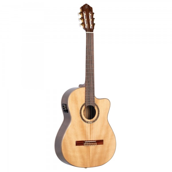 ORTEGA Performer Series 4/4 Acoustic-Electric Slim Neck Guitar 6 String - Solid Spruce / Walnut Natural + Gig Bag (RCE158SN)