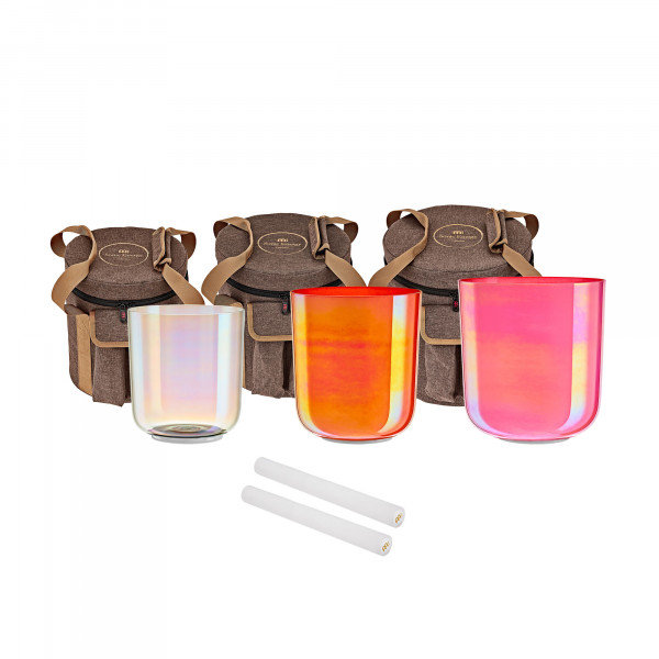 Meinl Sonic Energy 3-piece Essence Crystal Singing Bowl Set, E4 / C4 / G3, 440 Hz (ECSBSETECG)