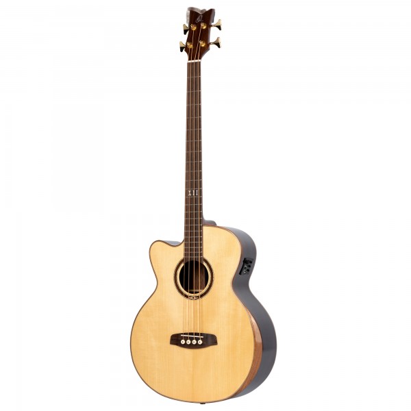 ORTEGA The Private Room Medium Scale Acoustic Bass 4 String Lefty - Spruce / Striped Ebony Natural + Bag (STRIPSU.ACB-L)