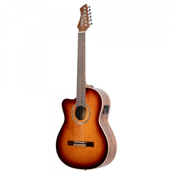 ORTEGA Performer Series 4/4 Classical Slim Neck Guitar 6 String Lefty - Solid Spruce / Mahogany Sunburst + Gig Bag (RCE238SN-FT-L)