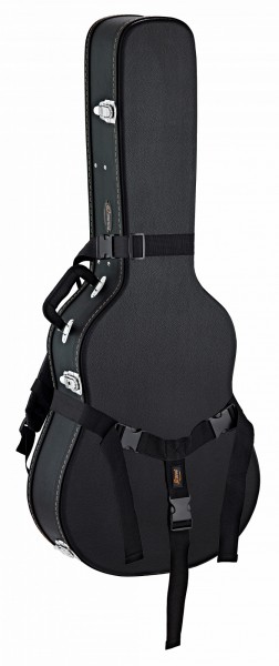 ORTEGA Economy Series Case Bundle for Acoustic Guitars in Dreadnought Size - Black Flat Top + installed Back Pack Strap (OACCSTD-DN-BU)