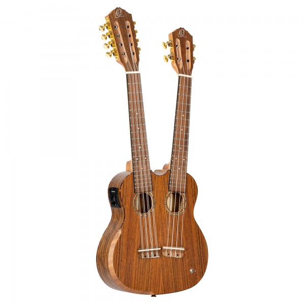 ORTEGA Custom Built Series Double-Neck Tenor Ukulele - Ovangkol Natural + Bag (HYDRA)
