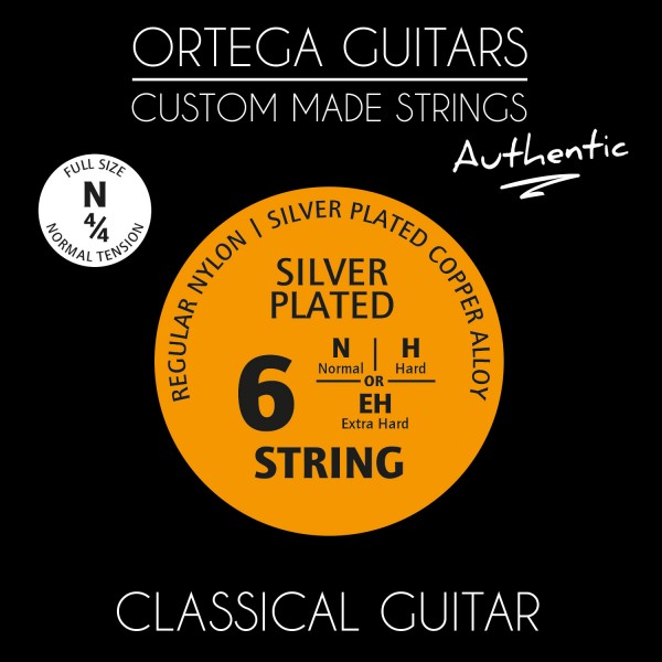 ORTEGA Custom Made Strings "Authentic" for Classical Guitar - 4/4 Scale/ Regular Nylon / Normal Tension .028/.043 (NYA44N)