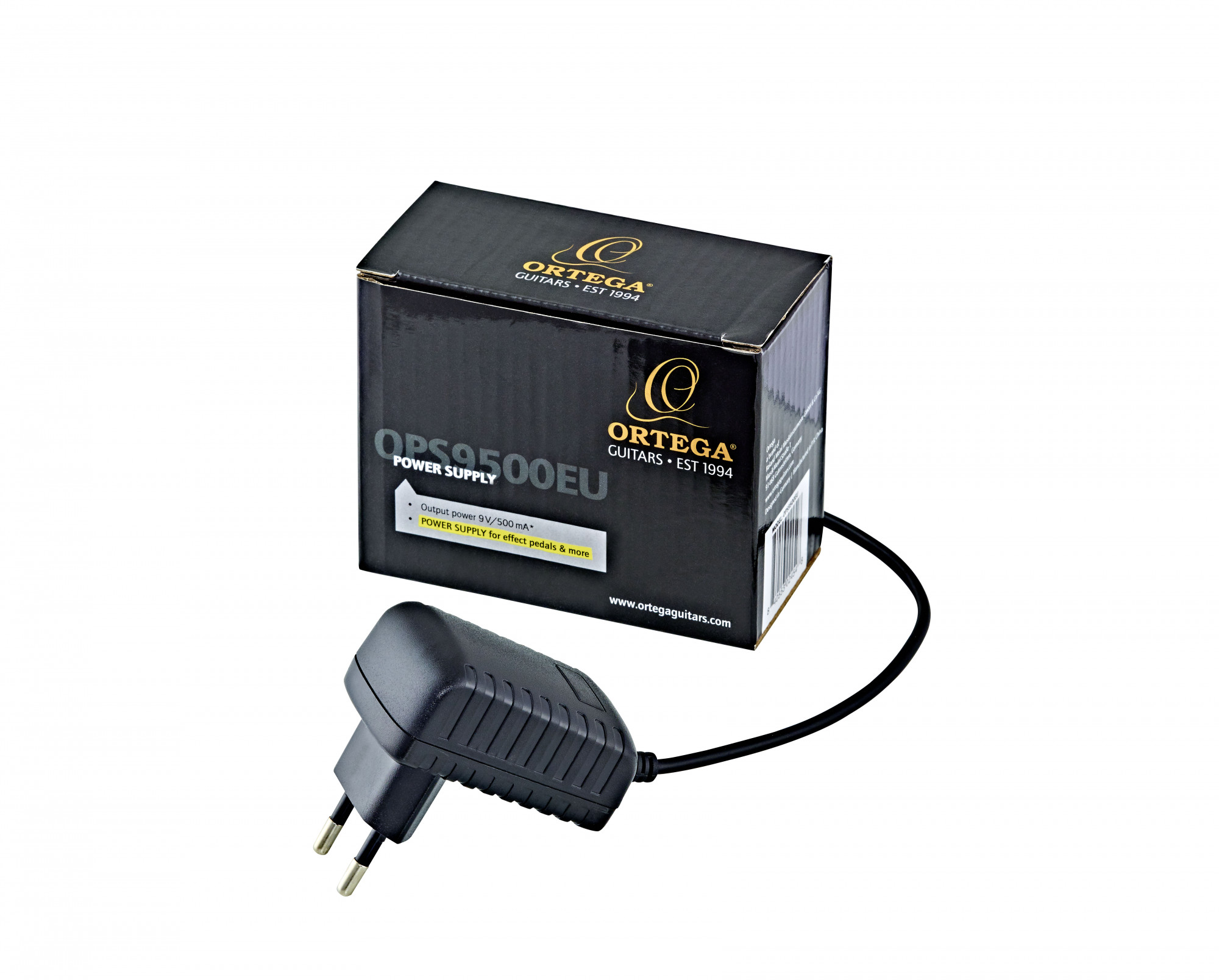ORTEGA EU Power Adapter - 9V DC/500mA (OPS9500EU), Cables & Power, Accessories, Ortega Guitars