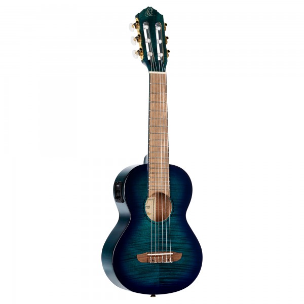 ORTEGA Mini | Travel Series 1/8 Guitar 6 String - Flamed Mahogany Faded Blue + Bag (RGLE18BLF)