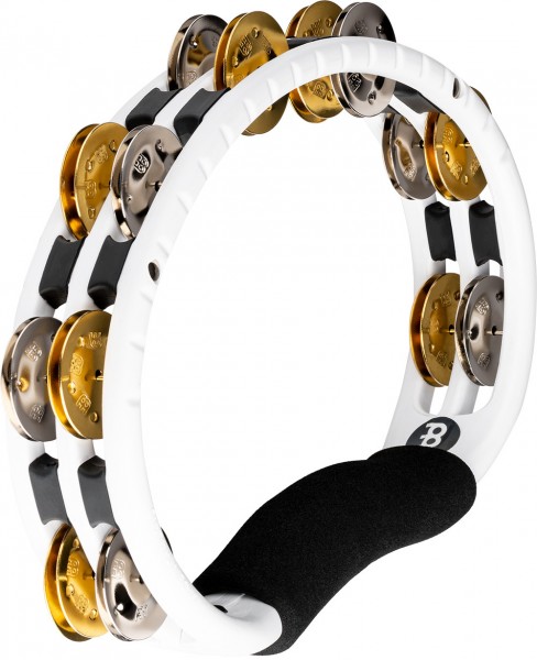 MEINL Percussion Traditional ABS Series Hand Held Molded ABS Tambourine - White/Mixed Nickel Plated Steel/Solid Brass (TMT1M-WH)